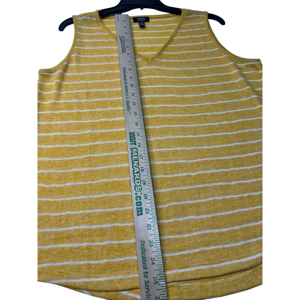 Jones New York Signature Yellow White Striped V-Neck Tank Top Womens Size L - Picture 6 of 7